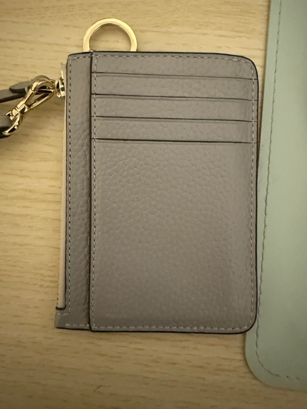 kate spade beige and taupe leather wristlet card case - Picture 2 of 2